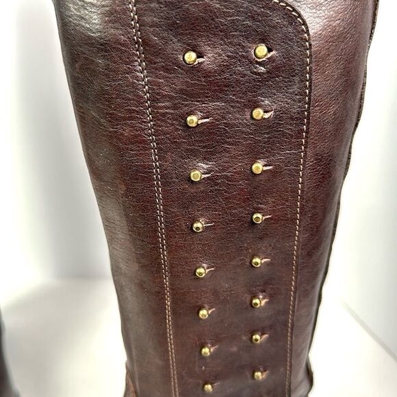 NWOB Montegranaro Area Forte Italy Brown Leather Studded Riding Boots EUR37 US 7 - Picture 9 of 15